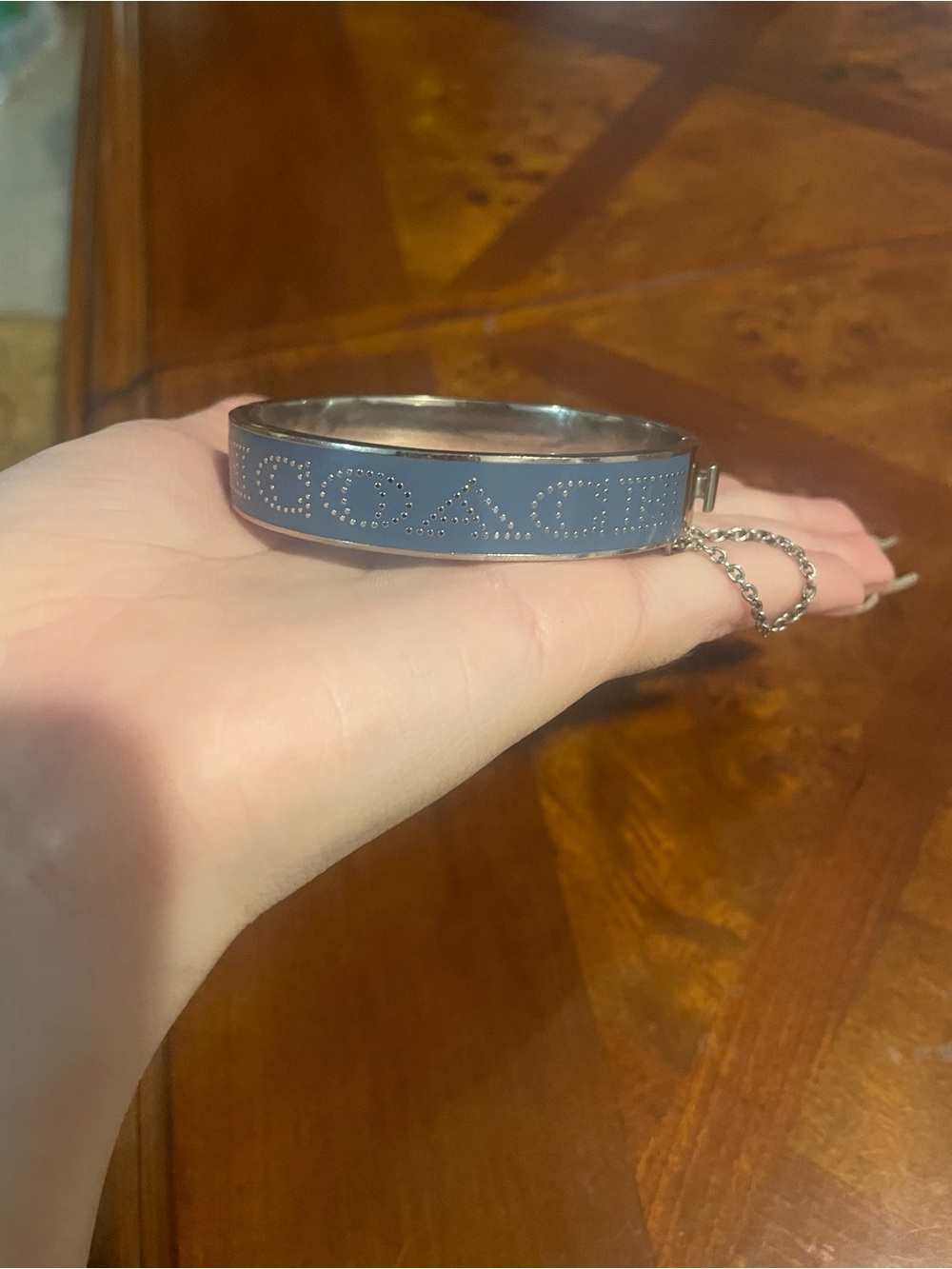 Coach Silver Blue Enamel Logo Bangle Bracelet - Picture 6 of 10